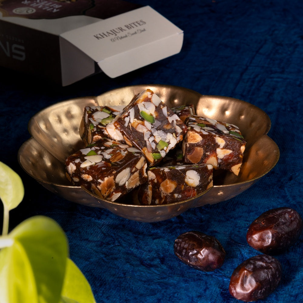 Khajur Pak (Bites) – Healthy Indian Sweets | Made with Pure Dates & Nuts | No Added Sugar | Naturally Sweetened | Ideal for Festivals & Gifting | 200g - SMJ Sweets and Snacks